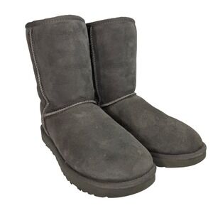 UGG Classic Sz11 Short Cozy Winter Boots Charcoal Suede Sheepskin Lined